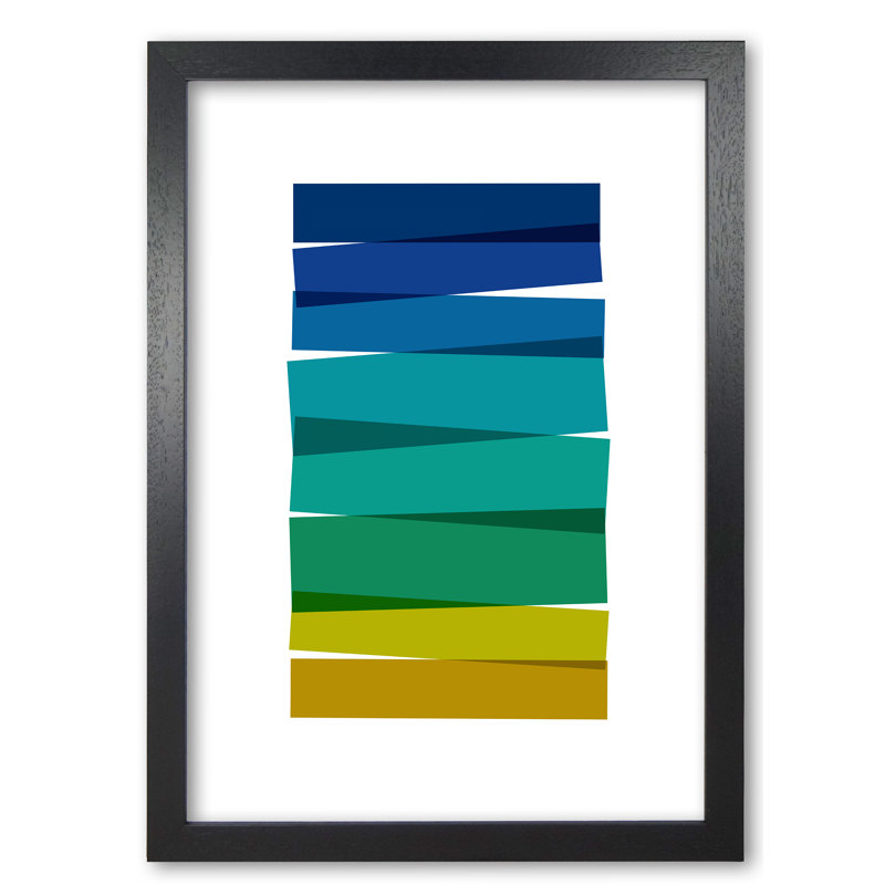 Stripes I - Single Picture Frame Print, 85 cm H x 60 cm W x 5 cm D, Black Grain Frame