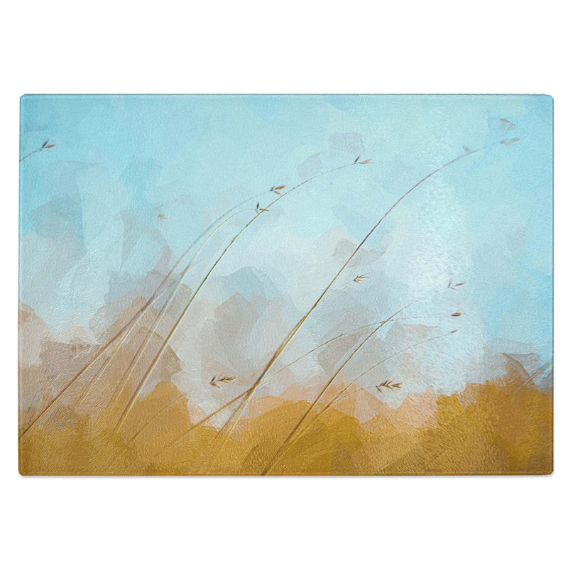 Tempered Glass Blades of Grass Chopping Board, 39 cm W x 28.5 cm L