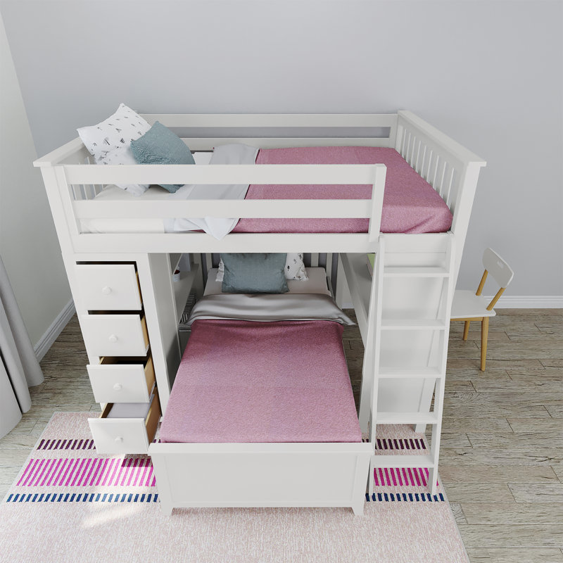 Katelin Kids Full Over Twin Bunk Bed with Drawers, White