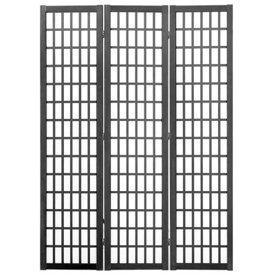 Paravent japonais minimaliste, paravent 3 panneaux en bois, 47 pouces avec rotation à 360 °, solide, décoration d'intimité noire, rotative et pliante, finition