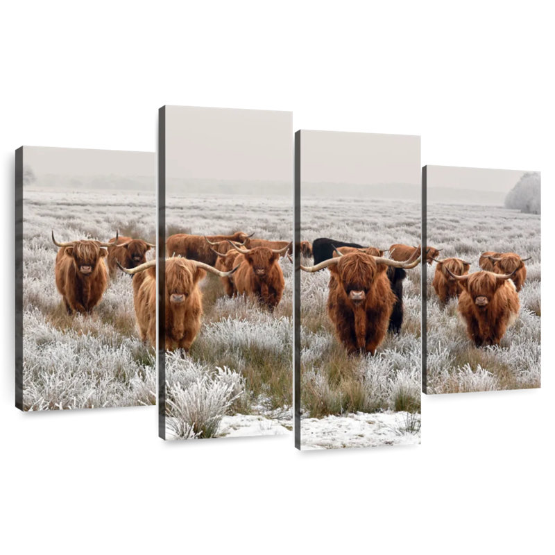 Winter Highland Cows, 42" H x 68" W