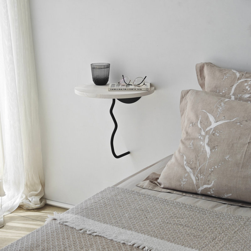 Locelso Wood Floating Shelf, White/Black, 35cm H x 35cm W x 35cm D