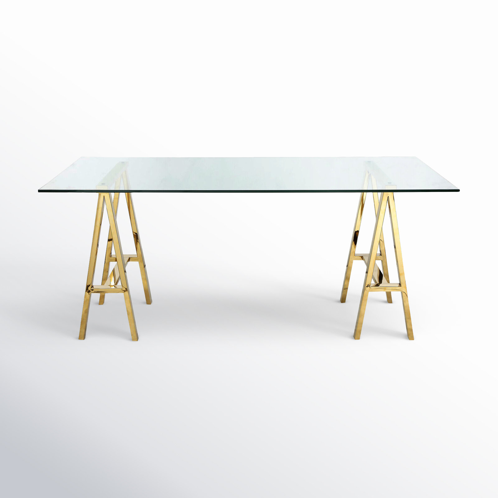 Tigerlily Glass Desk, 30" H x 71" W x 36" D, High Polish Gold