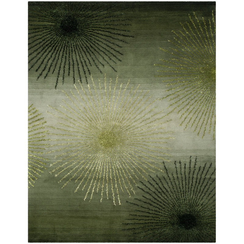 Tapis Amier Soho Ã  motif floral, en laine et viscose, tissÃ© Ã  la main, Rectangle de 7 pi 6 po x 9 pi 6 po