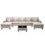 Canapé modulaire double 6 pièces en lin beige avec pieds et coussins de rangement interchangeables