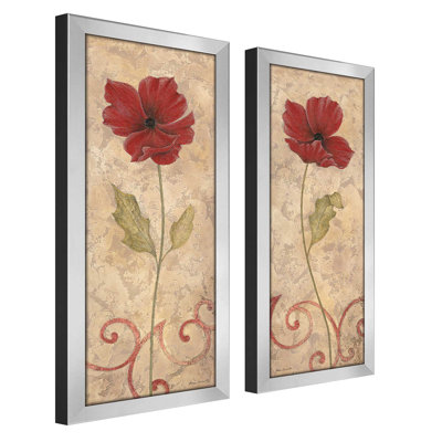 Poppy Passion - Ensemble de 2 peintures simples encadrées