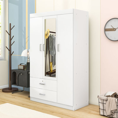 3-Door Wardrobe with Shelves and Two Drawers by Ebern Designs