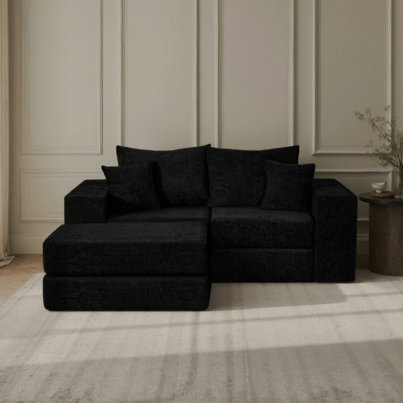 Boneless No Assembly Required Upholstered Sectional, Free Combination Cloud Sofa, Black