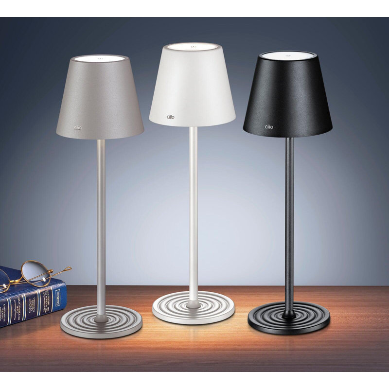 "Sole" LED Table Lamp, White, Round Base, 13.75" X 4.25" Dia., Black, Black