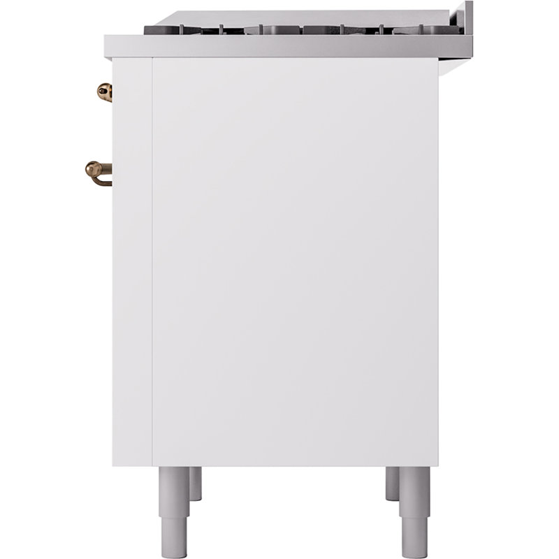 ILVE Nostalgie II 36 Dual Fuel Range, knobs, White/Bronze, Natural Gas