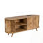 Meuble télé avec prises de courant, conception cannelée pour téléviseur de 55 po ou moins, console moderne avec grand rangement et portes coulissantes, idéale pour le salon et la chambre à coucher