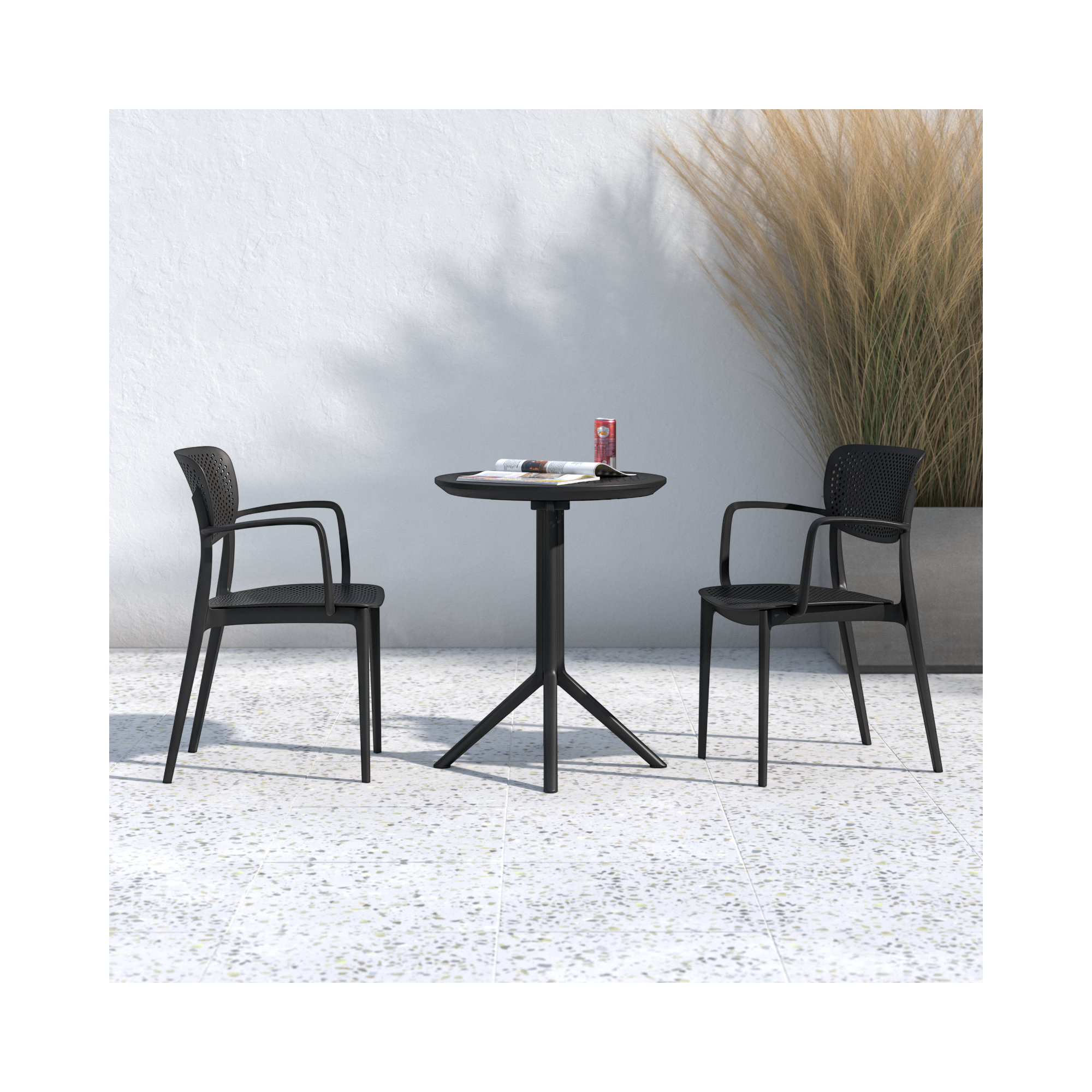 Farrah 23.6'' Round 2 - Person Bistro Set, Black