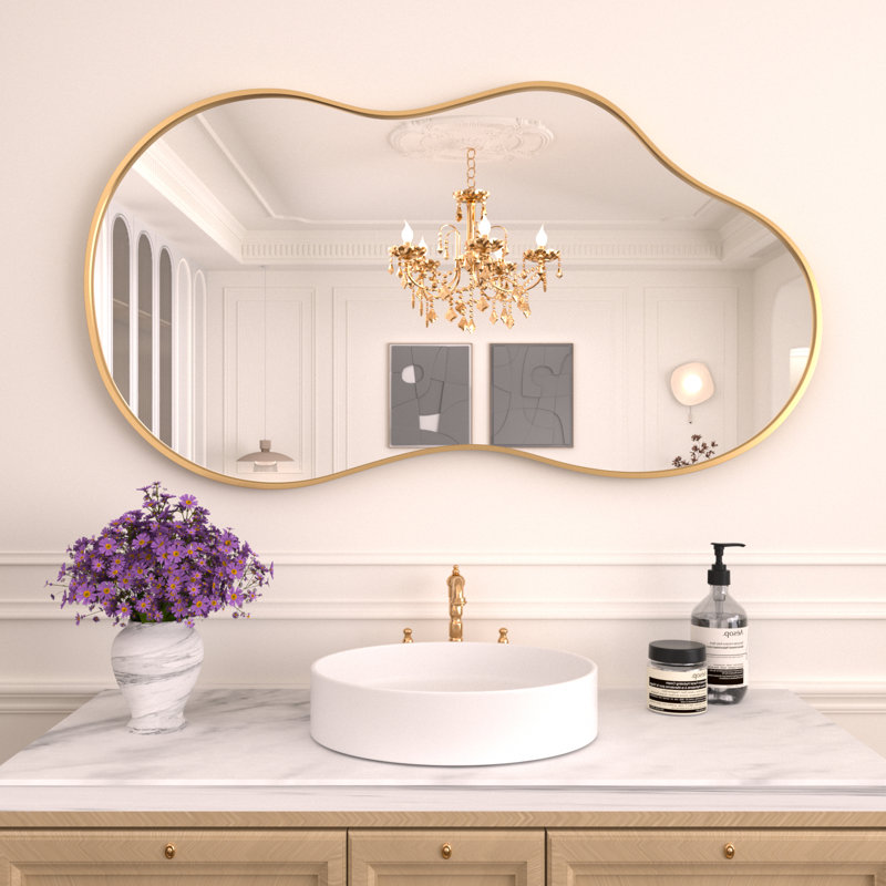 Miroir mural irrégulier Miroir mural asymétrique, Or, 36 po x 24 po