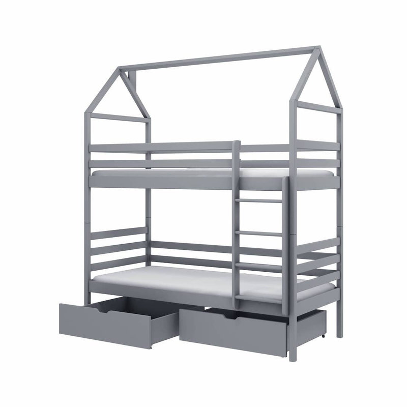 Gertie Bunk Bed House Beds with Storage Included, Grey