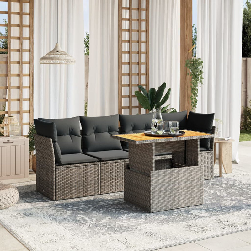 Vidaxl Garden Sofa Set, Gray Cushion/Gray Frame
