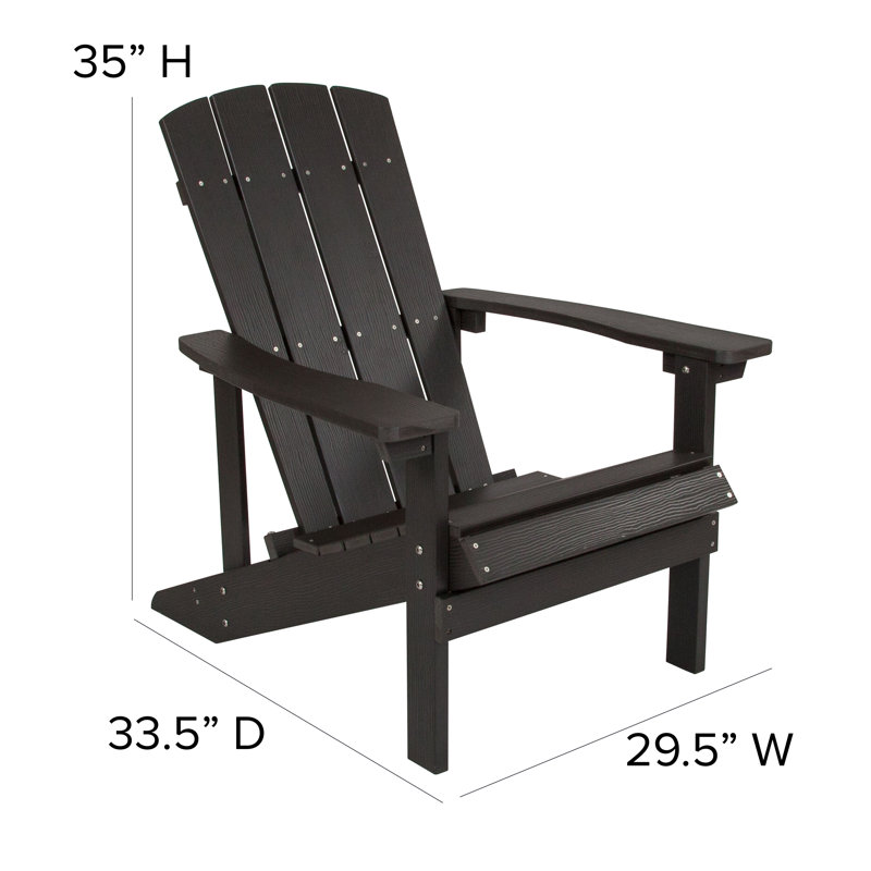 Commercial All-Weather Adirondack Chair in Faux Wood, Dark Grey