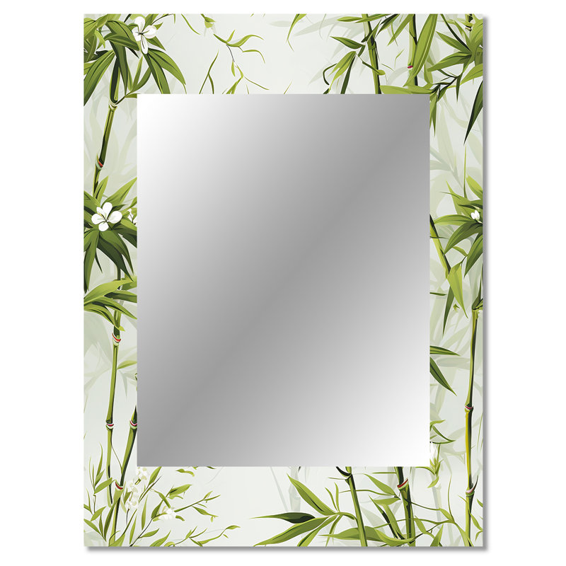 Lauritsen Bamboo Zen Haven - grand miroir oriental, miroir mural décoratif oriental, impression d'art en métal, 40 po x 30 po