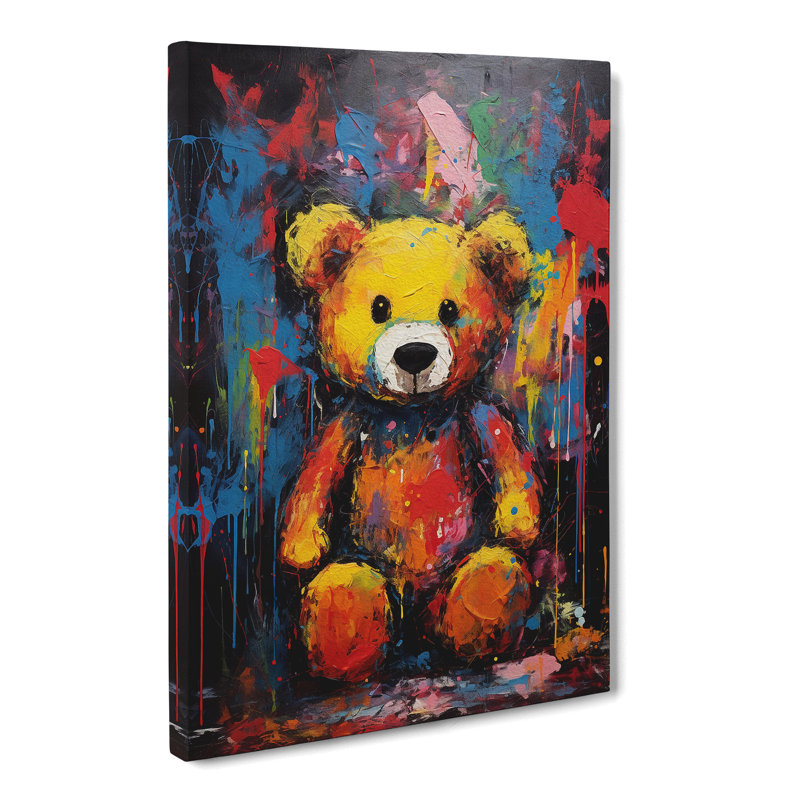 Teddy Bear Expressionism No.2 - Wrapped Canvas, 60cm H x 40cm W x 3cm D