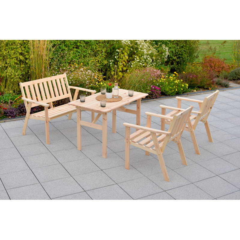 Senduk 4 - Person Wood Patio Dining Set with Rectangular Table