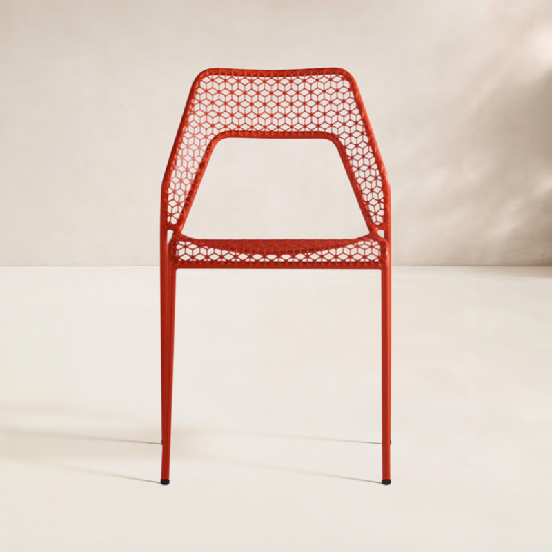 Hot Mesh Outdoor Dining Side Chair, Humble Red