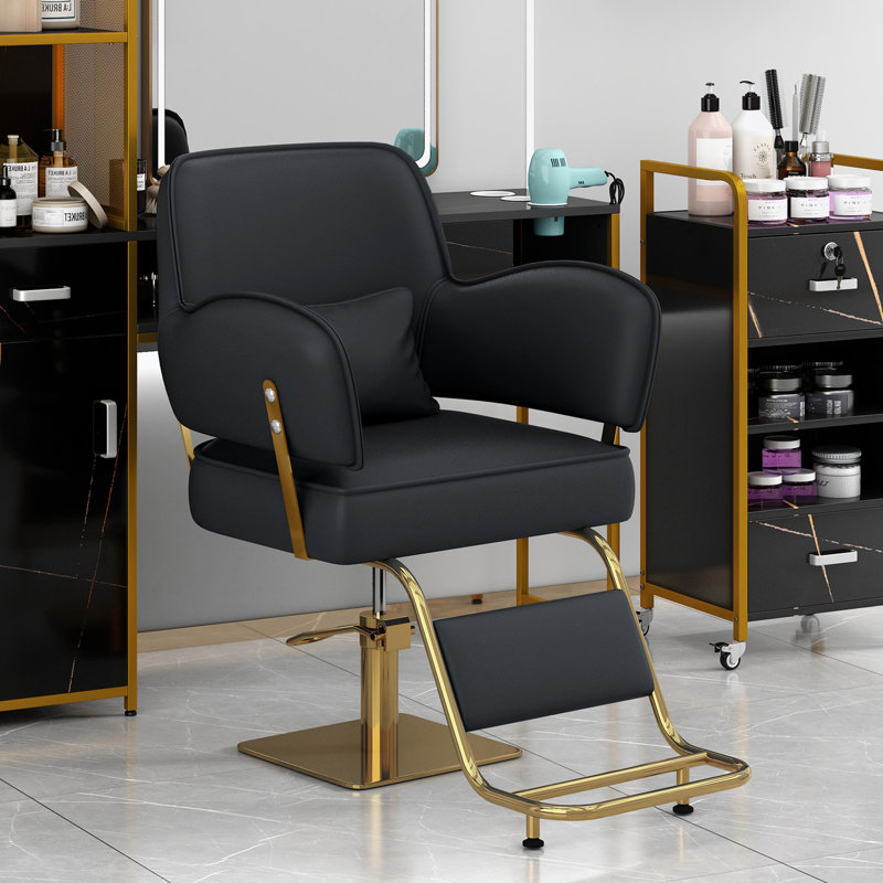 Swivel Reclining Chair with metal square base, Black