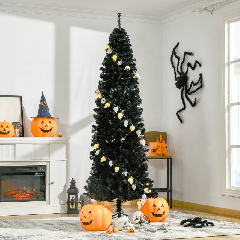 Arbre de Noël 7 pi avec sapin de Noël artificiel non éclairé avec branches réalistes, sapin de Noël avec 818 pointes, noir