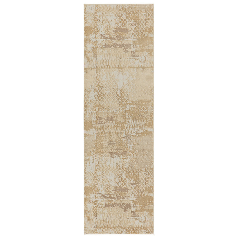 Tapis doré / beige, Tapis de couloir de 2 pi 6 po x 8 pi