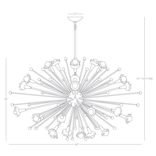 Jonathan Adler Sputnik 24 - Light Sphere Chandelier, Antique Brass, 30" H x 48" W x 48" D