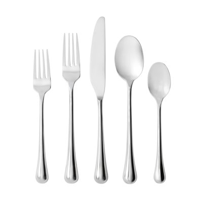 Fortessa Mercurio Stainless Steel, 5 Piece Flatware Set (Service for 1), Silver