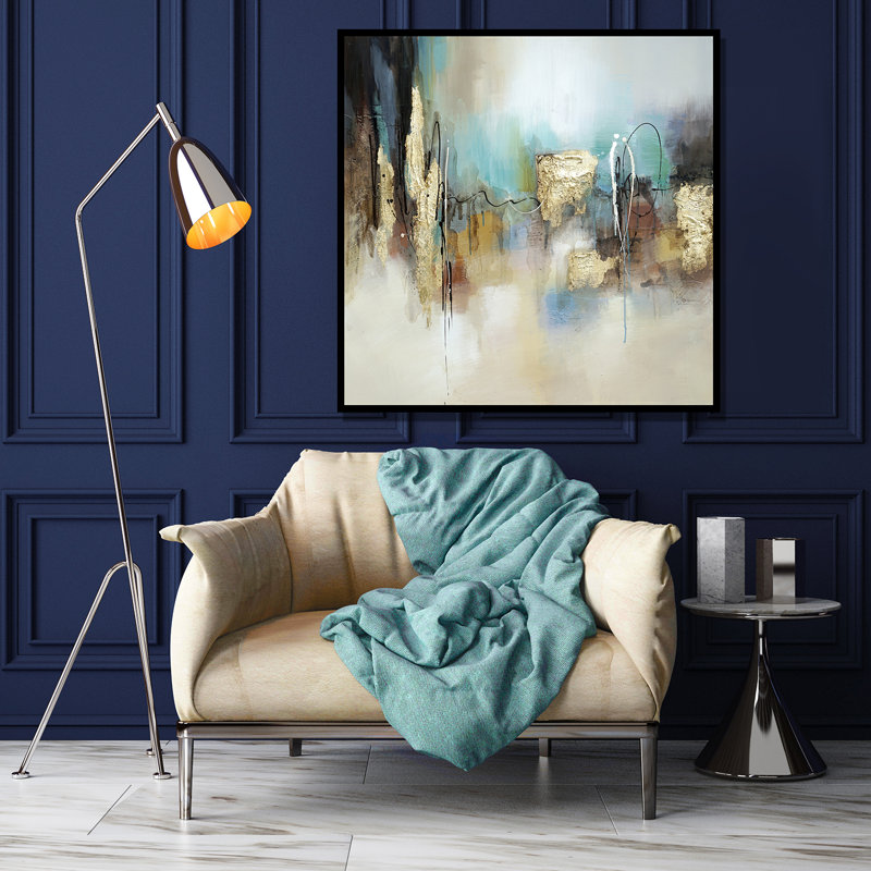 " Blue and Gold Abstract " Painting