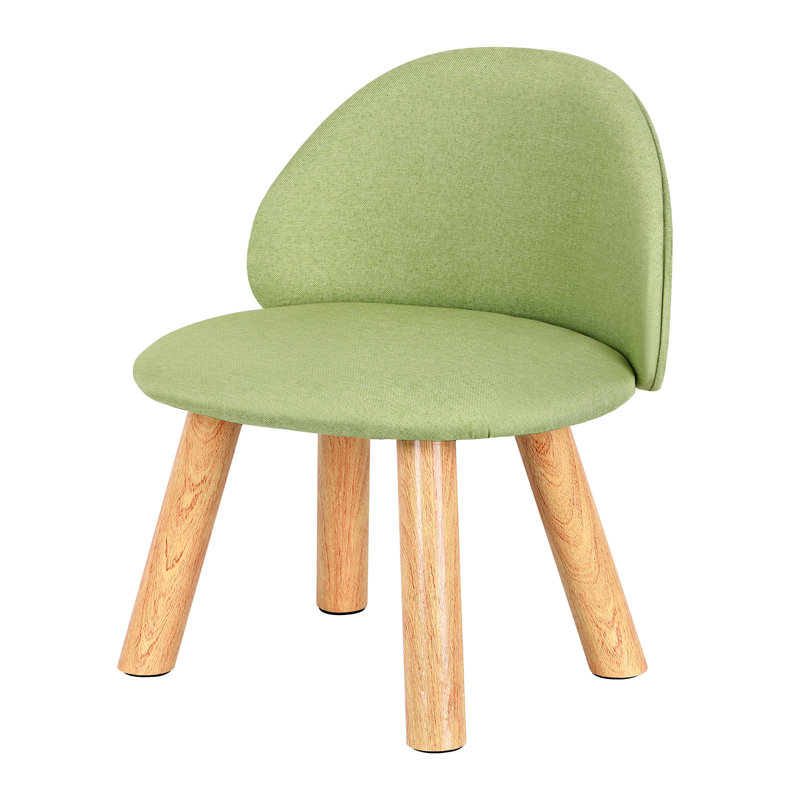 Tabouret en bois rembourré, lin, enfants, Vert