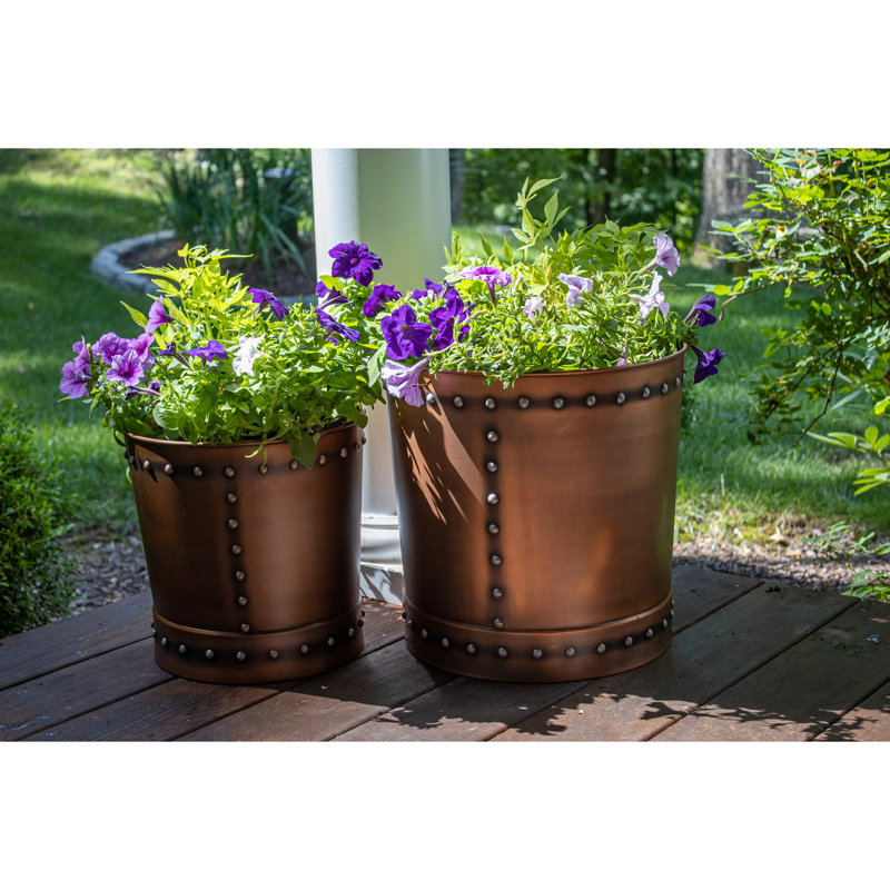 Maytown Handmade Metal Pot Planter, Copper, 9" H x 9" W x 9" D