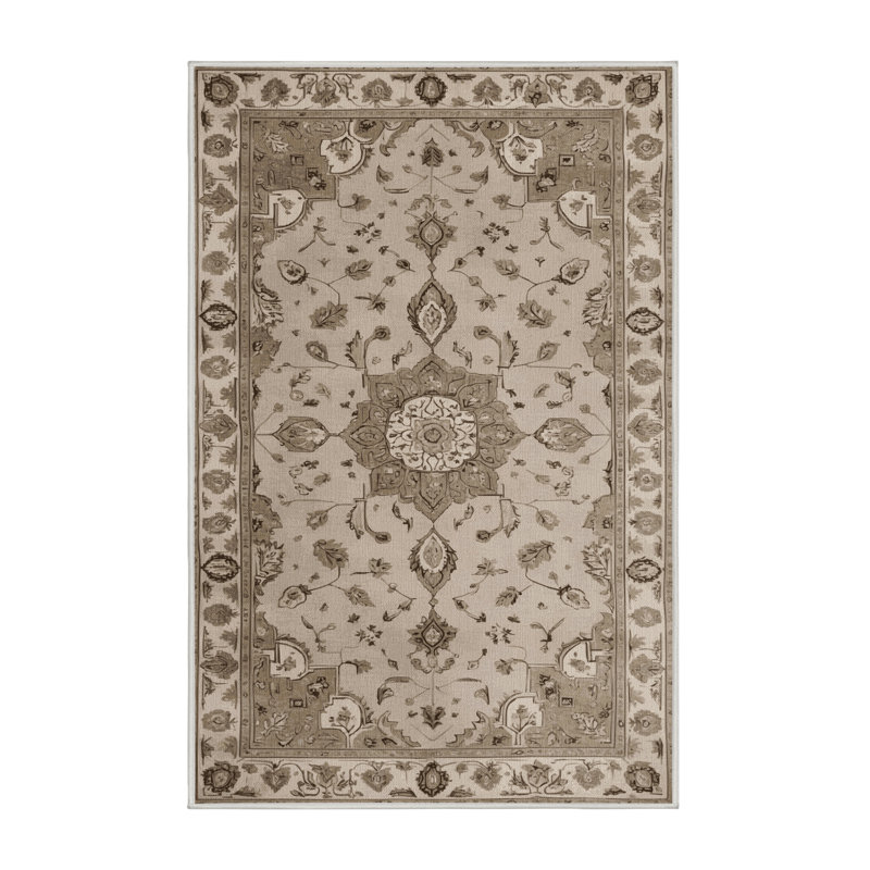 Machine Washable Tabriz Beige Area Rug