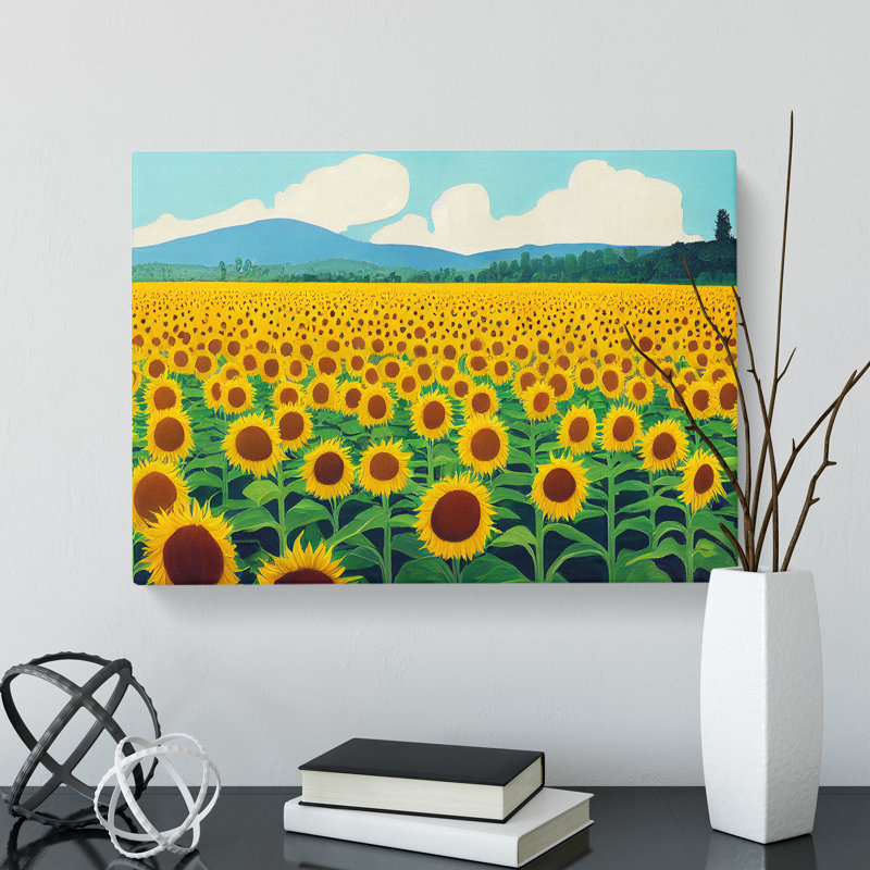 Delightful Sunflower Field - Wrapped Canvas, 40cm H x 60cm W x 3cm D
