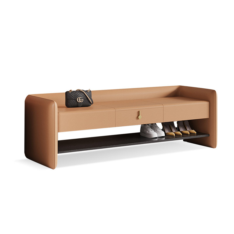Banc de rangement rembourré pour chaussures, Orange