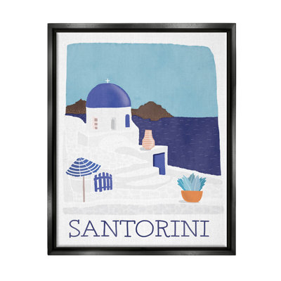 Santorini Holiday Island View par Darlene Seale - cadre flottant, impression sur toile