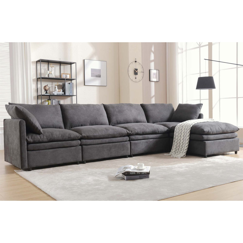 Modern L-shaped Sectional Sofa ,5-seat Sofa ,Sleeper Sofa Couch with Chaise Lounge for Living Room,Apartment,Upholstered,Polyester