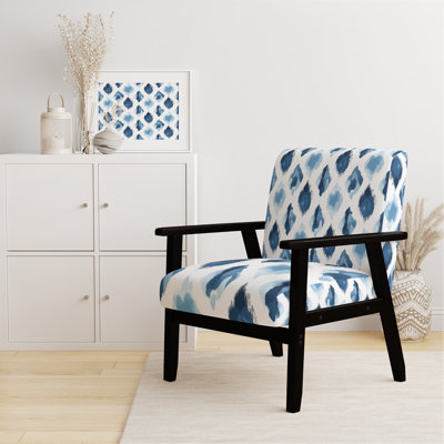 Chaise d'appoint moderne - Fauteuil bleu et blanc Ikat