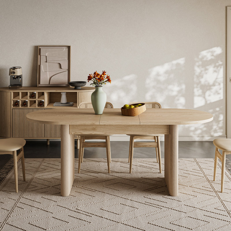 63" to 78.7″ Extendable Oval Wood Dining Table for 4-6 Seats, Light Wood