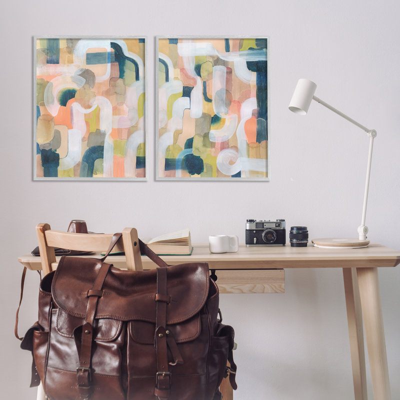  «Curved Retro Abstraction 2 PC» par Grace Popp, Estampe numérique Farmhouse, H 30 po x l 24 po