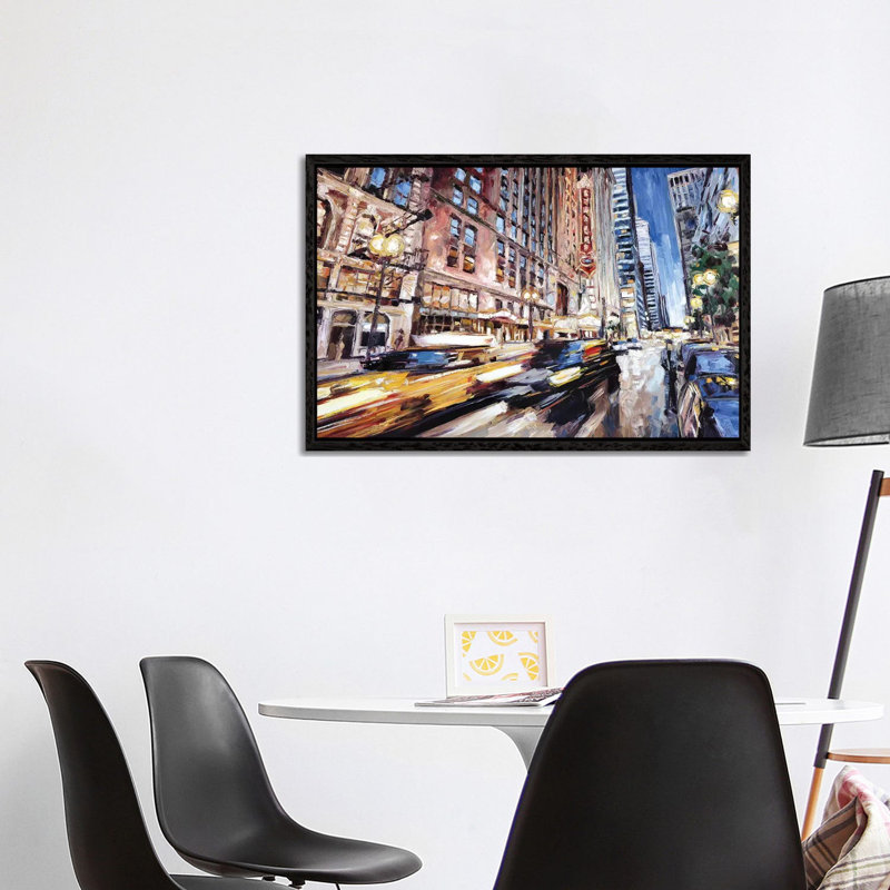 Randolph Street 1 Piece Painting on Canvas, 66.04cm H x 101.6cm W x 3.81cm D, Black Framed