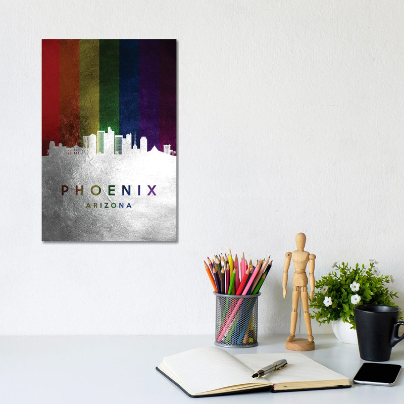 Phoenix Arizona Spectrum Skyline by Adrian Baldovino - Wrapped Canvas Print, 20.32 cm H x 30.48 cm W