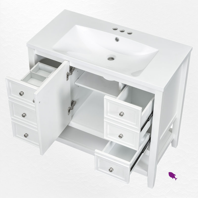 Meuble-lavabo simple 36 po avec comptoir, Blanc
