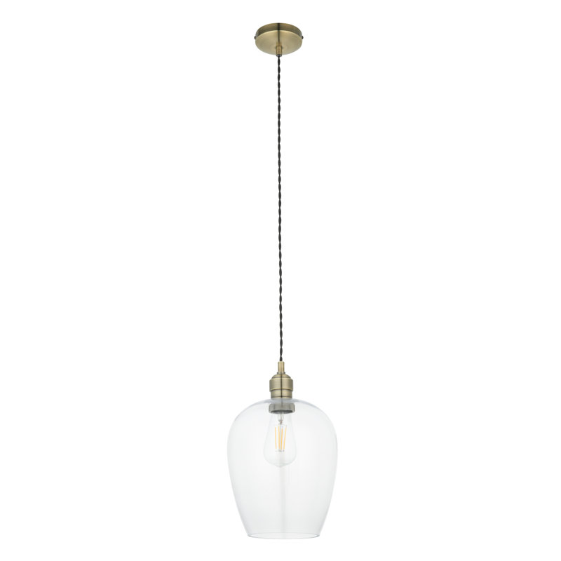 Hovey 1 - Light Single Pendant, Antique Brass, 47cm H x 21cm W x 21cm D