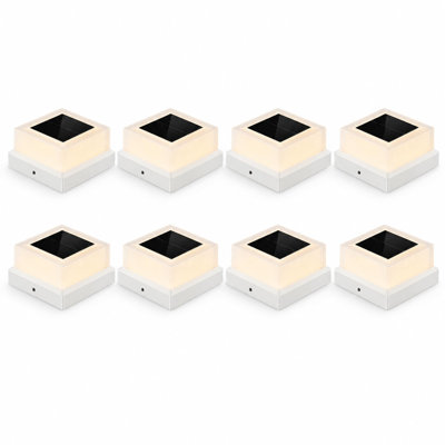 Lot de 6 lampes solaires carrées blanches pour poteaux de 3,5 x 3,5 et 4 x 4 pouces