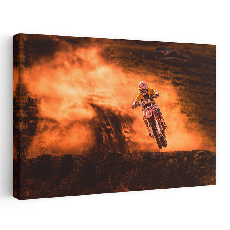 Impression d'art mural contemporain «Dusty Motocross Jump», 24" H x 36" W