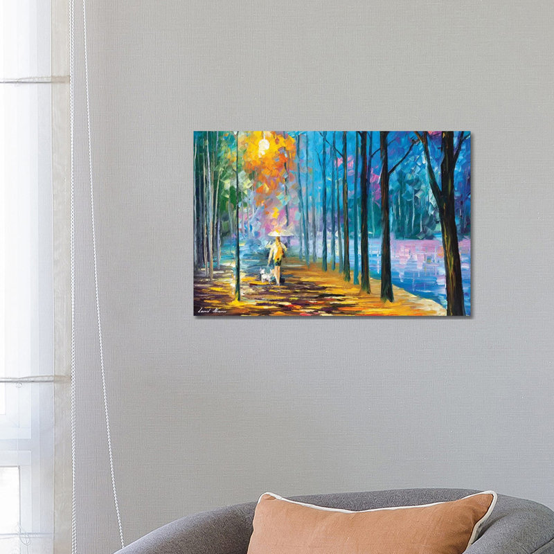 Walking My Dog by Leonid Afremov - Painting on Canvas, 66.04 cm H x 45.72 cm W x 1.91 cm D, Wrapped Canvas