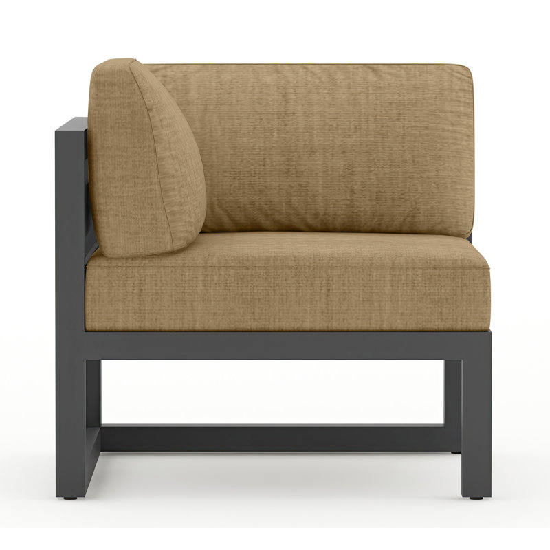 Avion 5 Piece Sectional Set - Black, Canvas Heather Beige Sunbrella® Canvas, Slate