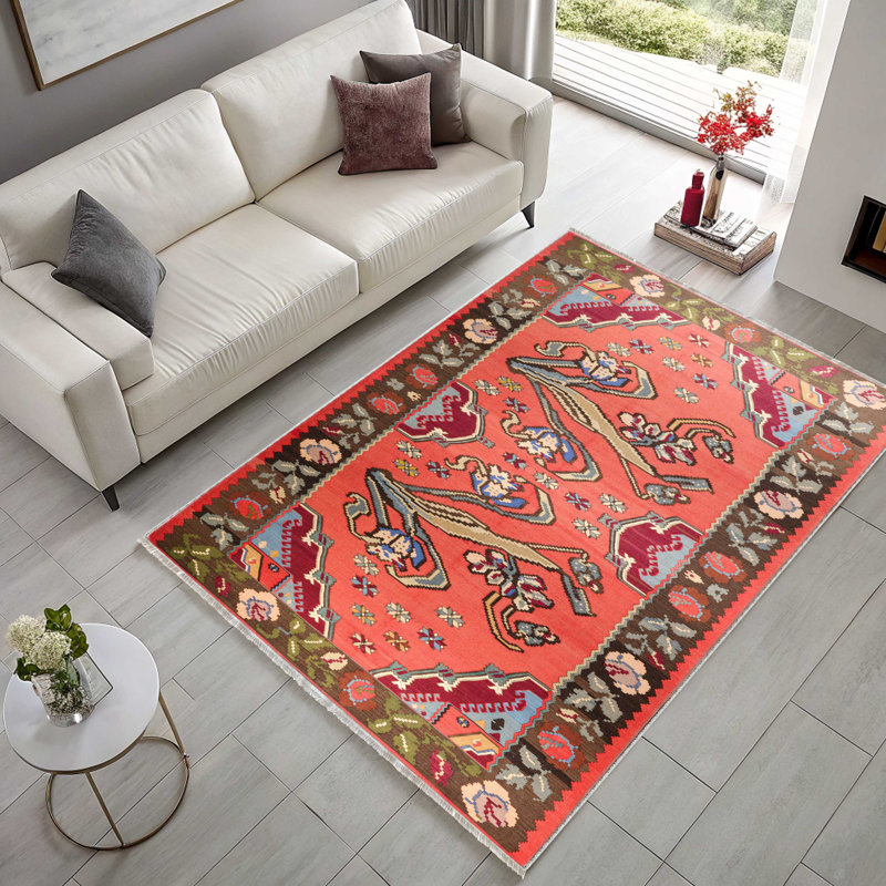 Tapis de couloir antidérapant rose et rouge, Carré 4 pi