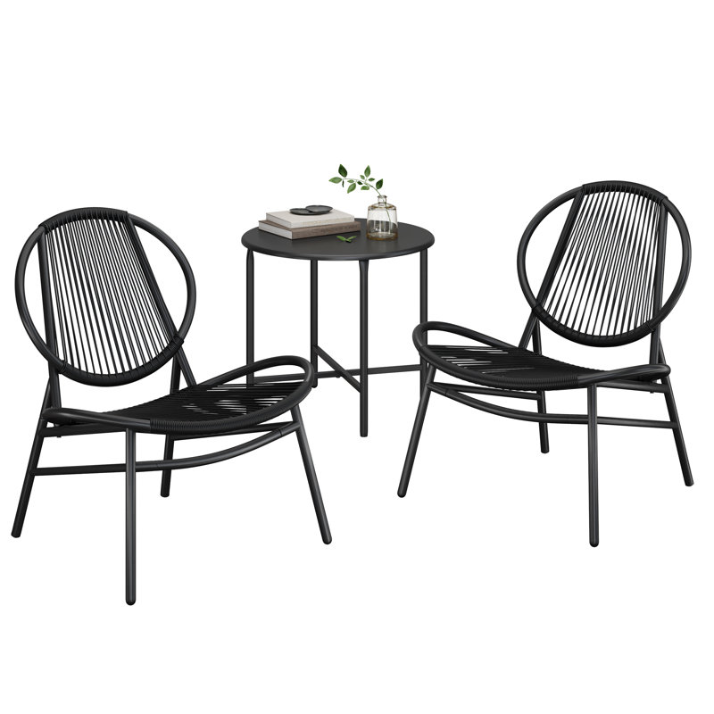Garden Bistro Set,  Acapulco Chairs, Black